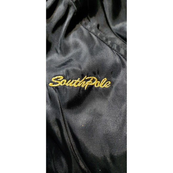 Y2K VTG Southpole Womens sz M Black Quilted Bomber Jacket Gold Zipper Streetwear - Picture 3 of 5